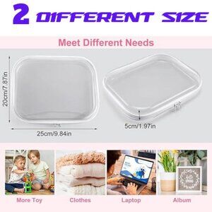 2 Pcs Clear Hard Plastic Pouch, Double Zipper Case,Transparent, Travel Organizer